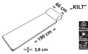 Karimatka samonafukovací 190x60x3,8cm s polštářem KILT