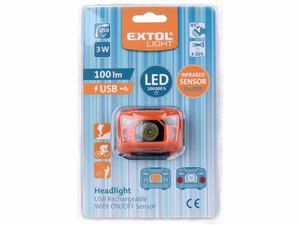 Čelovka 100lm, nabíjecí, USB, 3W LED