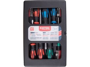 Šroubováky a hroty sada 47ks , 1/4" hroty a 4mm mini hroty, CrV