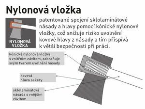 Sekera, sklolaminátová násada s nylon. vložkou, 1600g