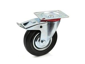 Náhradní otočné kolečko gumové s brzdou 125mm