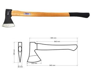 Sekera, dřevěná násada, 1600 g x 32"