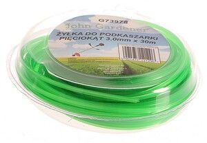 Struna do sekačky zelená zesílená, 3,0mm, 30m, hvězdicový profil, nylon