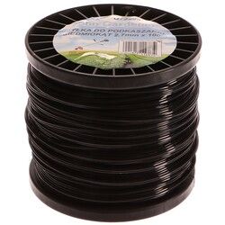 Struna do sekačky černá, 2,7mm, 100m, sedmihran, nylon / Prasklý plast, struna v pořádku
