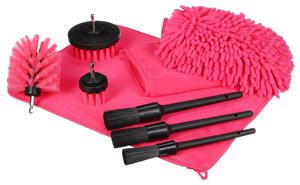 Multifunkční sada nástrojů pro čištění a mytí auta CAR DETAILING PINK 9, 9ks