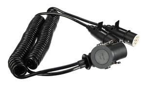Propojovací spirálový adaptér z 15pin na 2x 7pin zástrčku (S+N) TRAILER CABLE 9, 24V, 3,5m