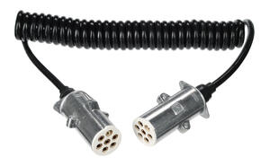 Propojovací spirálový kabel 7pin typ S TRAILER CABLE 12, kovová zástrčka, 24V, 3,5m