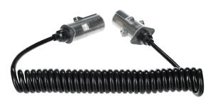 Propojovací spirálový kabel 7pin typ S TRAILER CABLE 12, kovová zástrčka, 24V, 3,5m
