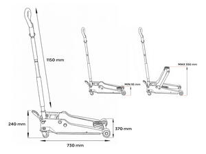 Pojízdný hydraulický zvedák heavy-duty 4T nízkoprofilový, s pedálem SX JACK PEDAL 4T BLACK