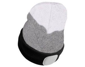 Čepice s čelovkou 180lm, nabíjecí, USB, univerzální velikost, bavlna/PE, černá/šedá/bílá
