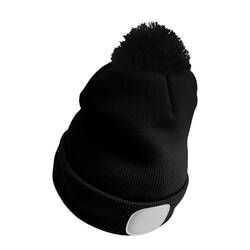 Čepice s čelovkou 180lm, nabíjecí, USB, univerzální velikost, bavlna/PE, černá s bambulkou