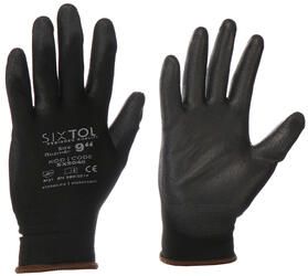 Rukavice pracovní z polyesteru polomáčené v polyuretanu GLOVE PE-PU 9, černé, velikost 9"