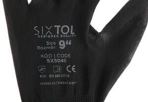 Rukavice pracovní z polyesteru polomáčené v polyuretanu GLOVE PE-PU 9, černé, velikost 9"