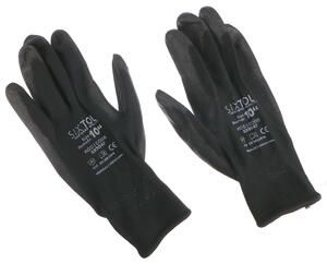 Rukavice pracovní z polyesteru polomáčené v polyuretanu GLOVE PE-PU 10, černé, velikost 10