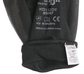 Rukavice pracovní z polyesteru polomáčené v polyuretanu GLOVE PE-PU 10, černé, velikost 10
