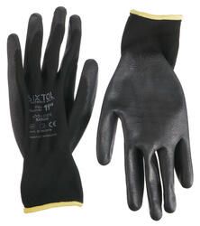 Rukavice pracovní z polyesteru polomáčené v polyuretanu GLOVE PE-PU 11, černé, velikost 11