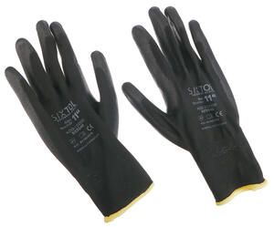 Rukavice pracovní z polyesteru polomáčené v polyuretanu GLOVE PE-PU 11, černé, velikost 11