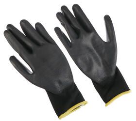 Rukavice pracovní z polyesteru polomáčené v polyuretanu GLOVE PE-PU 11, černé, velikost 11