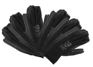 Rukavice pracovní z polyesteru polomáčené v PU GLOVE PE-PU 10, černé, vel 10", 6 párů