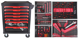 Dílenský vozík na nářadí MECHANIC TROLLEY KEVIN 253, 7 šuplíků, 254 ks nářadí