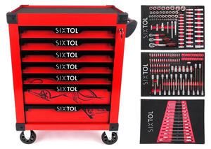 Dílenský vozík na nářadí MECHANIC TROLLEY KEVIN RED 195, 7 šuplíků, 195 ks nářadí
