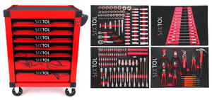 Dílenský vozík na nářadí MECHANIC TROLLEY KEVIN RED 210, 7 šuplíků, 210 ks nářadí
