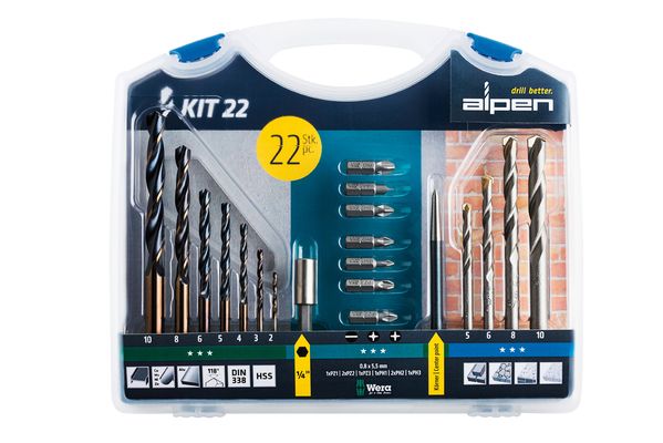 Vrtací a šroubovací sada KIT 22 Alpen
