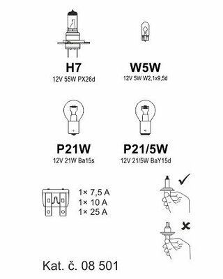 Žárovky servisní box univerzální H7