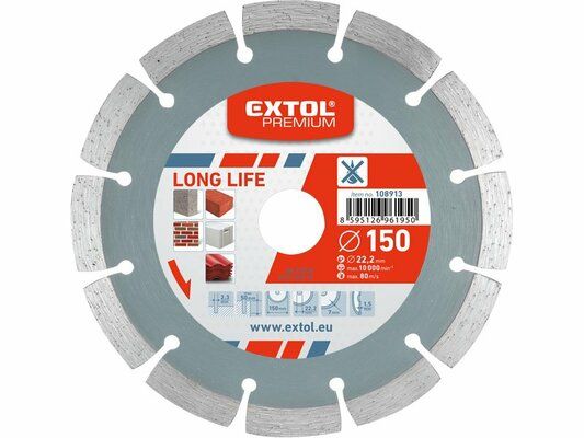 Kotouč diamantový řezný segmentový Long Life, 125x22,2mm, suché řezání, EXTOL PREMIUM