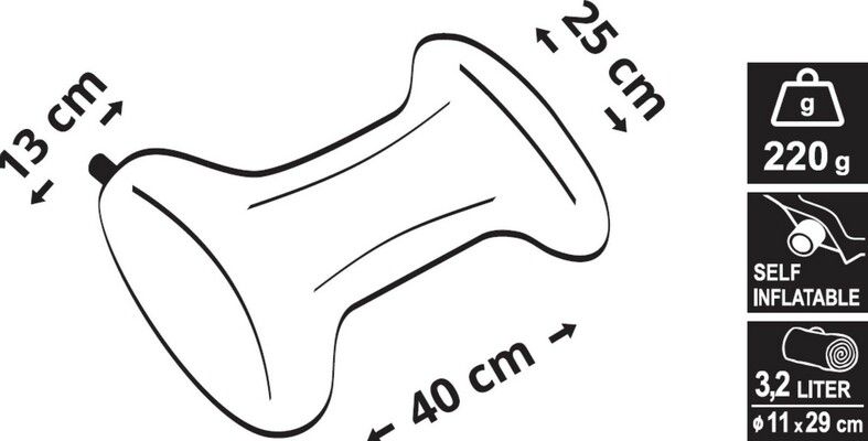 Polštář samonafukovací BONE 40x25x13cm zelený