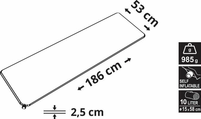 Karimatka samonafukovací 186x53x2,5cm modrá