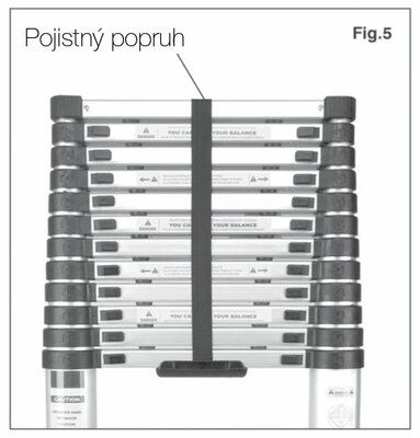 Teleskopický žebřík G21 GA-TZ16-5M štafle/žebřík - prasklé díly u nohou