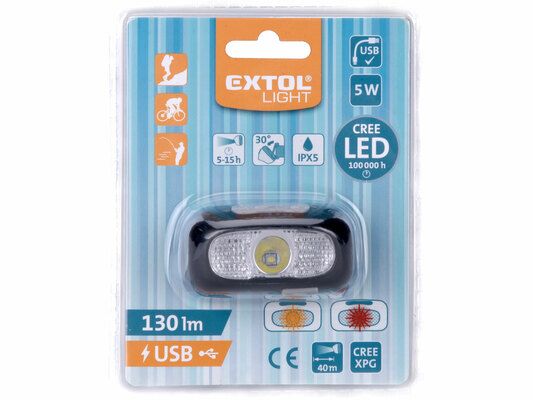 Čelovka 130lm CREE XPG, nabíjecí, USB, dosvit 40m, 5W CREE XPG LED