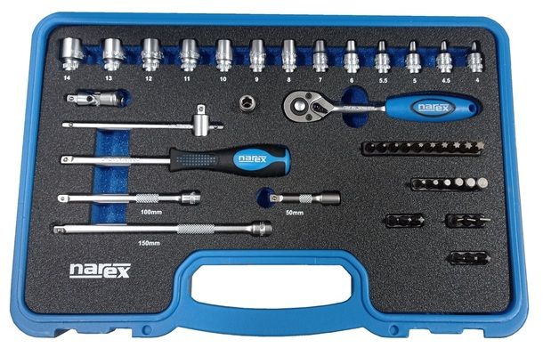 NAREX 443000990 Sada hlavic 1/4" 46dílná