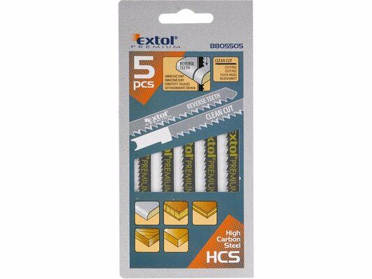 Listy do priamočiarej píly 5ks, 75x2,5mm, úchyt UNIVERSAL, HCS, EXTOL PREMIUM