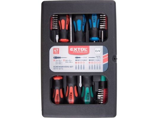 Šroubováky a hroty sada 47ks , 1/4" hroty a 4mm mini hroty, CrV