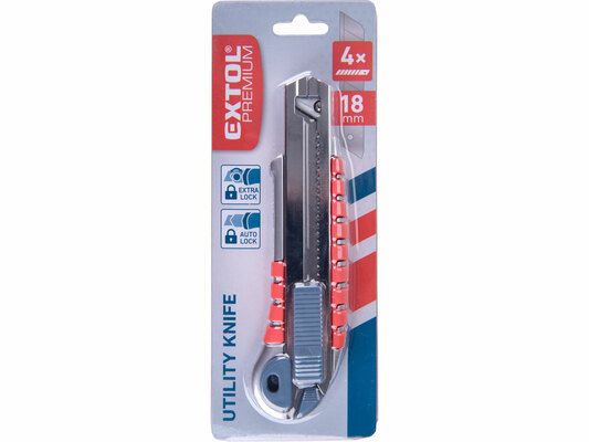 Nůž ulamovací s kovovou výstuhou a zásobníkem, 18mm Auto-lock