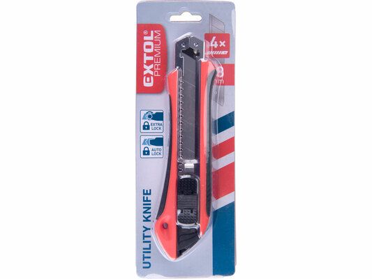 Nůž ulamovací s kovovou výstuhou a zásobníkem, 18mm Auto-lock