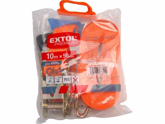 Pás upínací ráčnový s háky, 3m x 50mm, max. 4000kg, PES