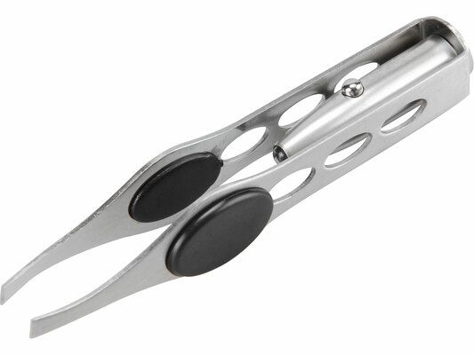 Pinzeta s LED světlem, délka 95mm, šířka čelistí 4mm, LED světlo, nerez
