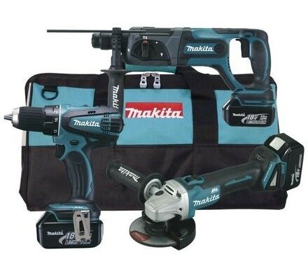Aku sada Makita DLX3052TJ1 - úhl. bruska, kombinované kladivo, vrtací šroubovák, 18V