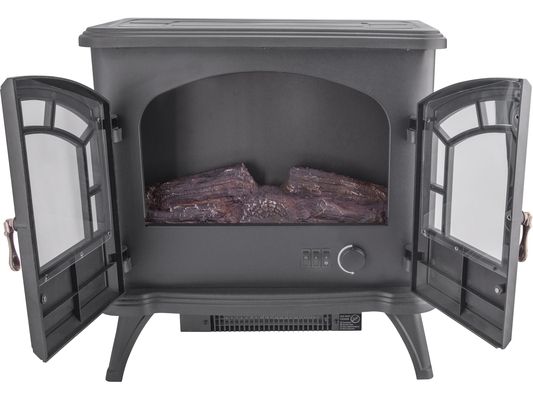 Krb elektrický s plápolajícím ohněm LED a topením, 1800W, dvoukřídlý