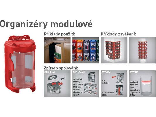 Organizér modulový závěsný - modrý, 210ml (60 x 92mm), PP