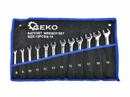 Klíče očkoploché ráčnové 8 - 19mm, sada 12ks