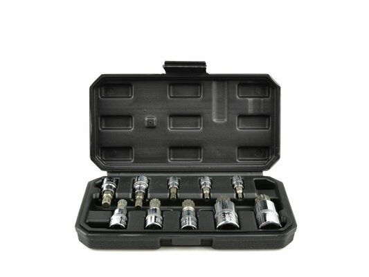 Zástrčné hlavice Torx 1/4”, 3/8”, 1/2”, M4-M18, sada 10ks