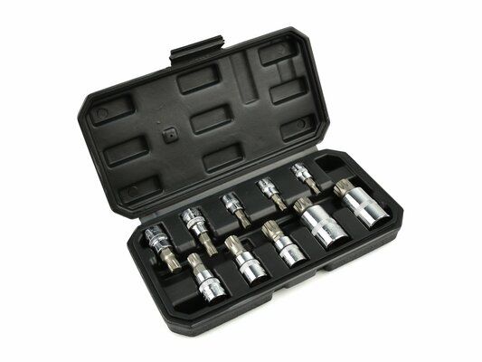 Zástrčné hlavice Torx 1/4”, 3/8”, 1/2”, M4-M18, sada 10ks