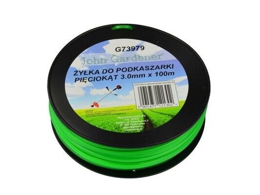 Struna do sekačky zelená zesílená, 3,0mm, 100m, hvězdicový profil, nylon