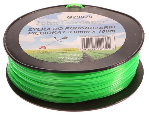 Struna do sekačky zelená zesílená, 3,0mm, 100m, hvězdicový profil, nylon