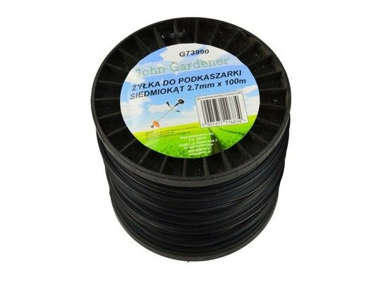 Struna do sekačky černá, 2,7mm, 100m, sedmihran, nylon / Prasklý plast, struna v pořádku