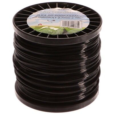 Struna do sekačky černá, 2,7mm, 100m, sedmihran, nylon / Prasklý plast, struna v pořádku